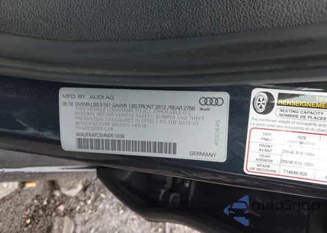 2017 Audi A6 2.0T Premium из США, поврежденный, VIN WAUF8AFC5HN051838